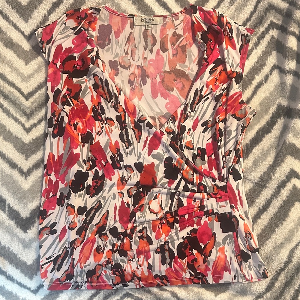 Kasper Women's Abstract Blouse - Red, Black, and White